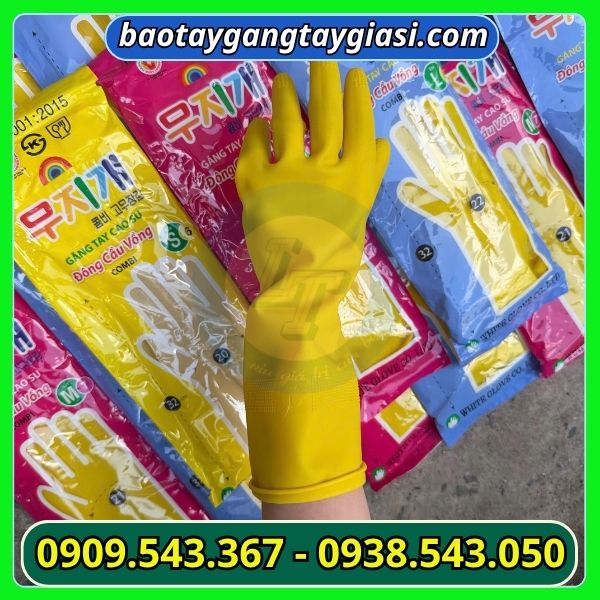 Găng tay cao su đông càu vồng combi nhiều size Găng tay cao su đông càu vồng combi nhiều size