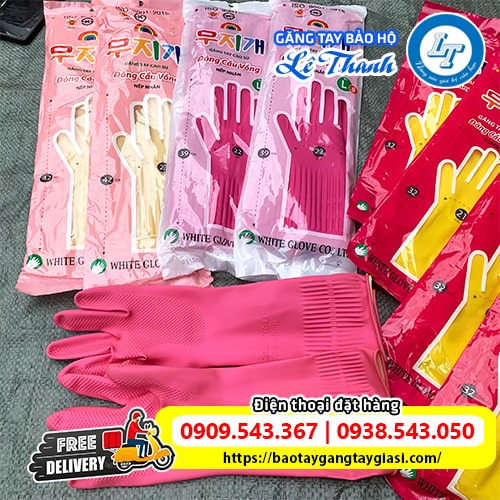 Găng tay cao su Đông Cầu Vồng nếp nhăn các size