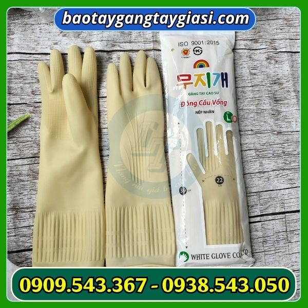 Găng tay cao su đông cầu vồng nếp nhăn size L Găng tay cao su đông cầu vồng nếp nhăn