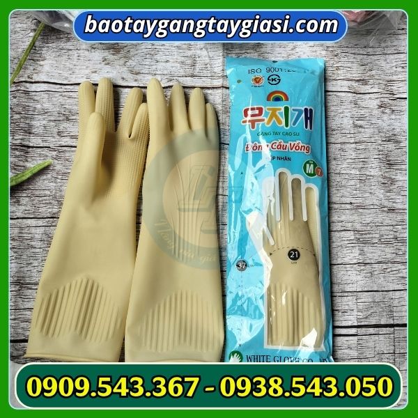 Găng tay cao su đông cầu vồng nếp nhăn size M Găng tay cao su đông cầu vồng nếp nhăn