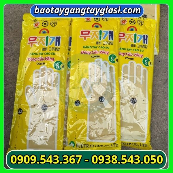 Găng tay cao su đông càu vồng combi nhiều size Găng tay cao su đông càu vồng combi nhiều size