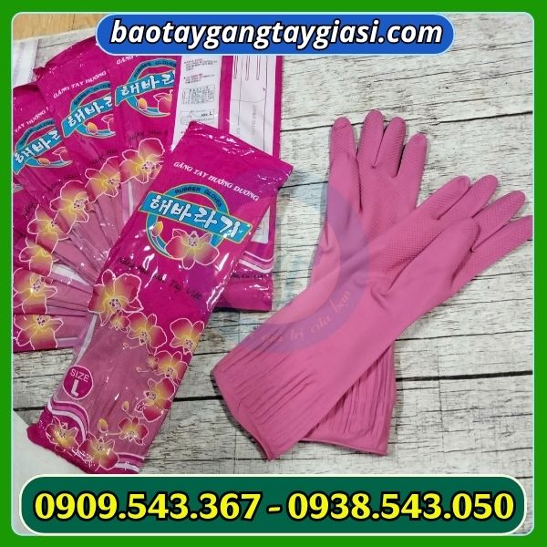 Găng tay cao su hướng dương màu hồng Găng tay cao su hướng dương màu hồng