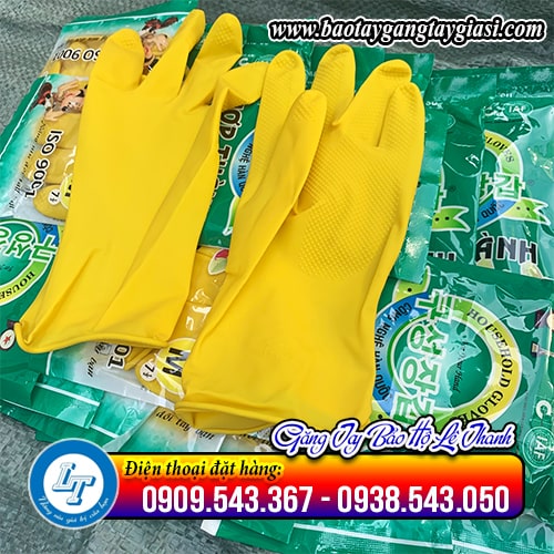 Găng tay cao su Hợp Thành có vân nổi chống trượt