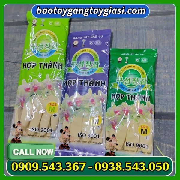 Găng tay cao su Hợp Thành nhiều size Găng tay cao su Hợp Thành size ngắn