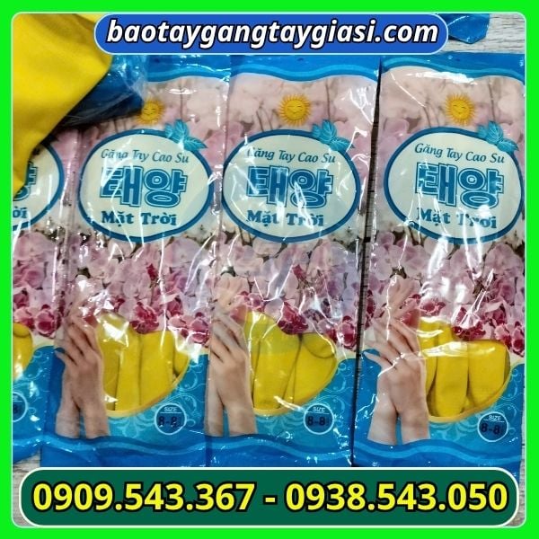 Găng tay cao su mặt trời giá sỉ size L Găng tay cao su mặt trời giá sỉ