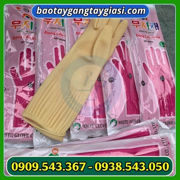 Găng tay cao su rửa chén giá sỉ Găng tay cao su đồng cầu vồng
