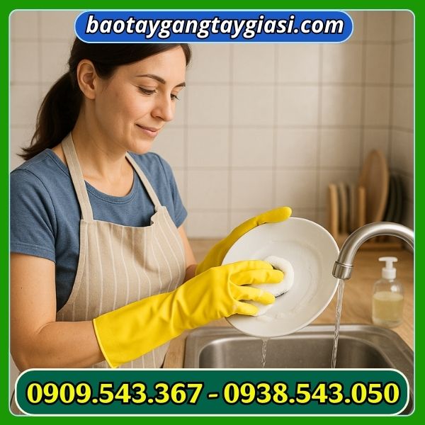 Găng tay cao su rửa bát tiện lợi Găng tay cao su rửa bát