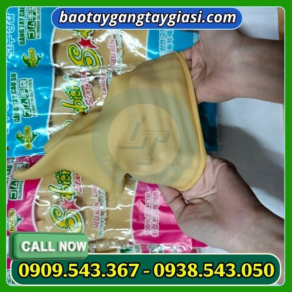 Găng tay cao su sao biển co giãn. siêu bền Găng tay cao su sao biển size S