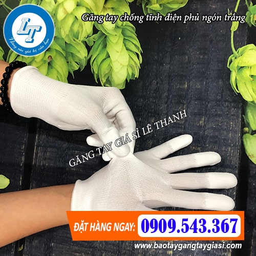 găng tay chống tĩnh điện phủ ngón trắng găng tay chống tĩnh điện phủ ngón trắng