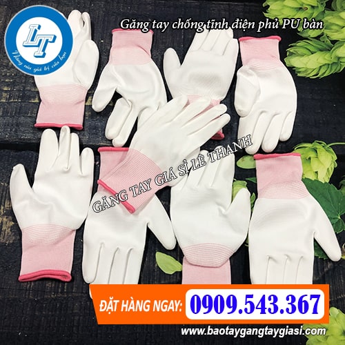 găng tay chống tĩnh điện phủ pu lòng bàn tay cổ tay màu hồng găng tay chống tĩnh điện phủ pu lòng bàn tay cổ tay màu hồng