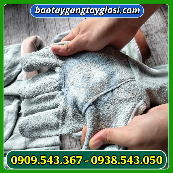 Găng tay da hàn loại ngắn bề mặt da mềm mịn Găng tay da hàn loại ngắn