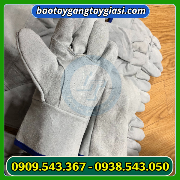 Găng tay da hàn cổ ngắn cấu tạo 2 lớp dày dặn