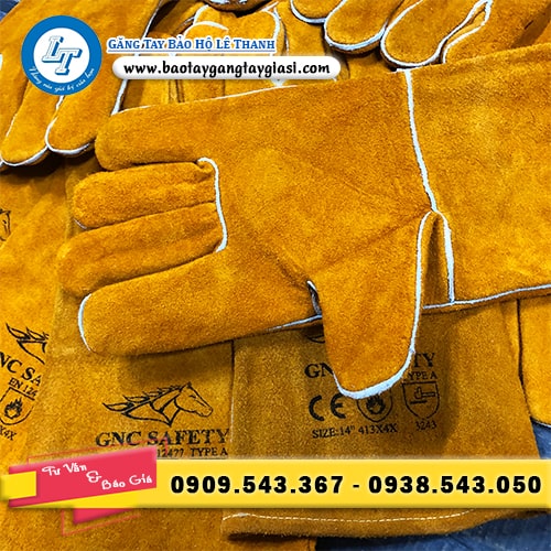 Găng tay da hàn GNC chống cháy chịu nhiệt giá rẻ Găng tay da hàn GNC chống cháy chịu nhiệt giá rẻ