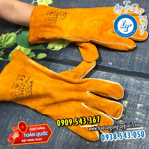 Găng tay da hàn màu vàng nâu sạch sẽ Găng tay da hàn màu vàng nâu sạch sẽ