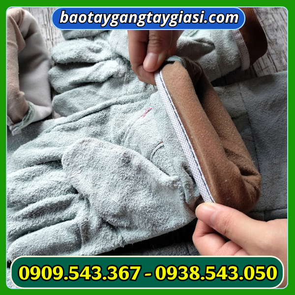 Găng tay da hàn cổ ngắn cấu tạo 2 lớp dày dặn Găng tay da hàn cổ ngắn