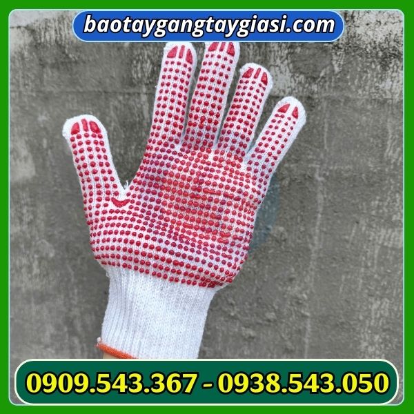 Găng tay hạt nhựa đỏ giá sỉ Găng tay hạt nhựa đỏ