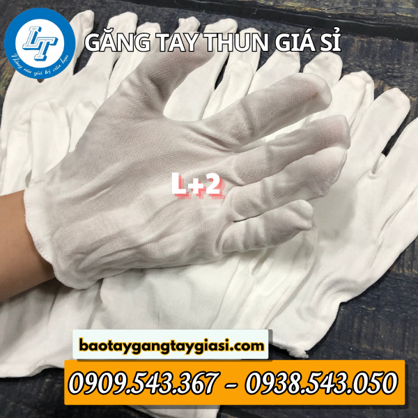Găng tay vải thun trắng L+2 Găng tay vải thun lạnh