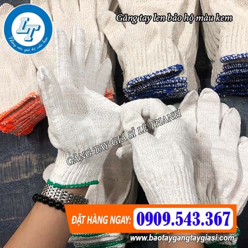 găng tay len bảo hộ màu kem có độ co giãn găng tay len bảo hộ màu kem có độ co giãn