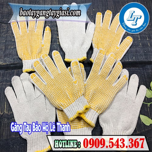 Găng tay len hạt nhựa