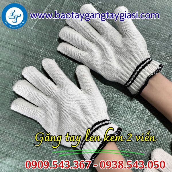 Găng tay len kem 2 viền giá sỉ đeo ôm tay Găng tay len kem 2 viền giá sỉ