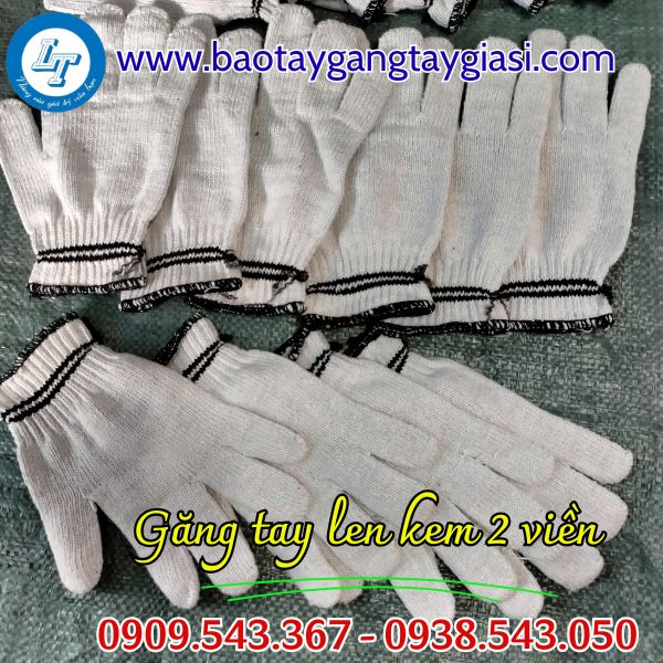 Găng tay len kem 2 viền loại 90g giá rẻ Găng tay len kem 2 viền loại 90g