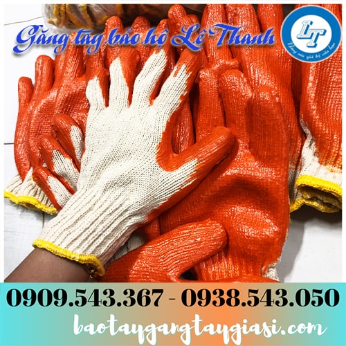 Găng tay len nhúng nhựa cam Găng tay len nhúng nhựa cam