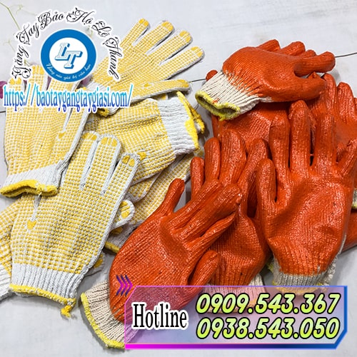 Găng tay len nhúng nhựa phủ hạt nhựa bám dính chống trượt Găng tay len nhúng nhựa phủ hạt nhựa bám dính chống trượt