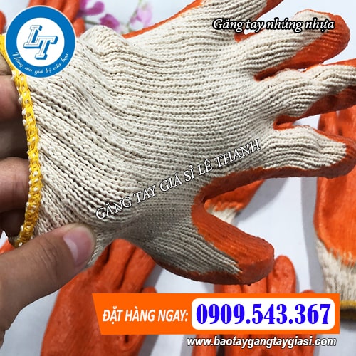 găng tay nhúng nhựa sợi len mềm mại găng tay nhúng nhựa sợi len mềm mại