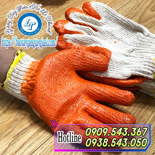 Găng tay len phủ cao su bám dính chống trơn trượt