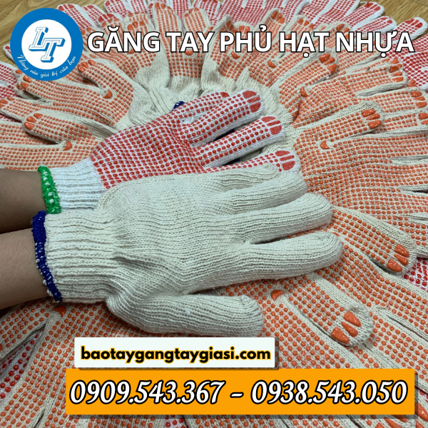 Găng tay len phủ hạt nhựa Găng tay len phủ hạt nhựa
