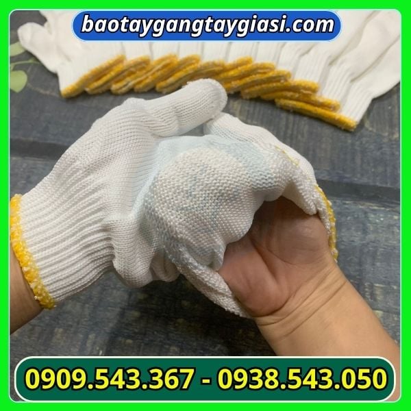 Găng tay len poly trắng 40g co giãn linh hoạt Găng tay len poly trắng 40g