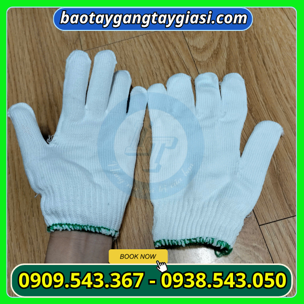 Găng tay len poly trắng Găng tay len poly trắng