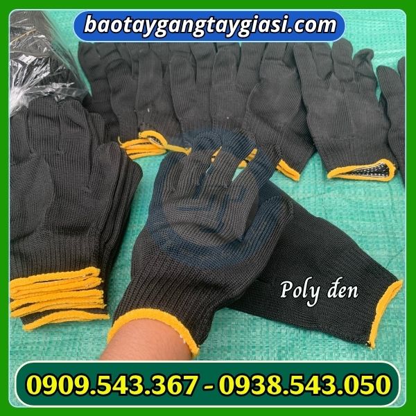 Găng tay len poly đen Găng tay len