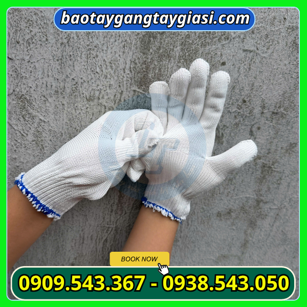 Găng tay len poly trắng giá tốt hcm Găng tay len poly trắng