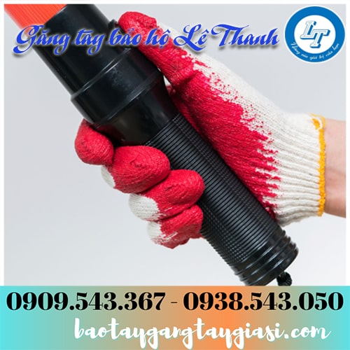 Găng tay len sơn đỏ bám dính chống trượt tốt Găng tay len sơn đỏ bám dính chống trượt tốt