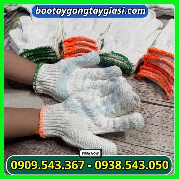 Găn tay len cotton trắng Găn tay len cotton trắng