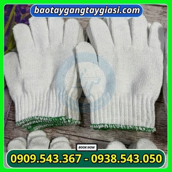 Găn tay len cotton trắng giá tốt Găn tay len cotton trắng giá tốt