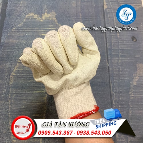 Găng tay len trắng phủ cao su thoáng khí Găng tay len trắng phủ cao su thoáng khí