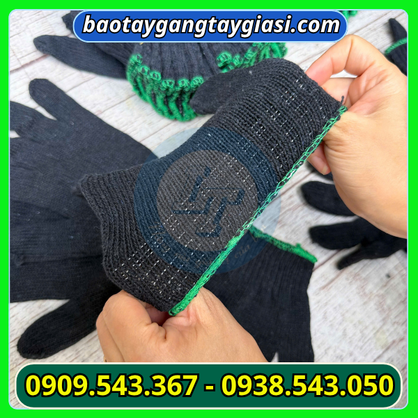 Găng tay len xám đen 50g có cổ găng bo chun co gian linh hoạt Găng tay len xám đen 50g