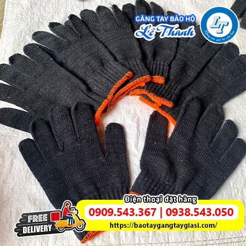 Găng tay len xám đen bảo hộ lao động an toàn Găng tay len xám đen bảo hộ lao động an toàn