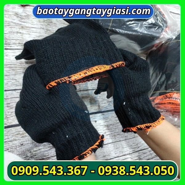 Găng tay len xám đen 70g cổ tay co giãn tốt Găng tay len xám đen 70g