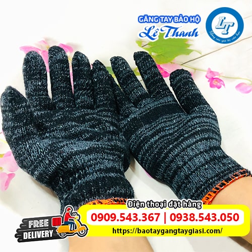 Găng tay len xám đen chống bụi bẩn trầy xước Găng tay len xám đen chống bụi bẩn trầy xước