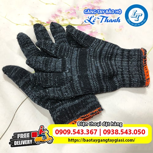 Găng tay len xám đen thấm hút thoáng khí tốt