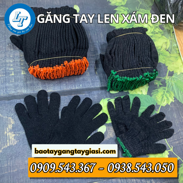 Găng tay len màu xám đen Găng tay len màu xám đen