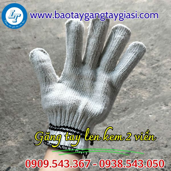 Găng tay len kem 2 viền giá sỉ Găng tay len kem 2 viền giá sỉ