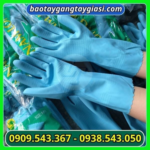 bề mặt găng tay có vân nổi chống trơn trượt Găng tay cao su nam long gia dụng