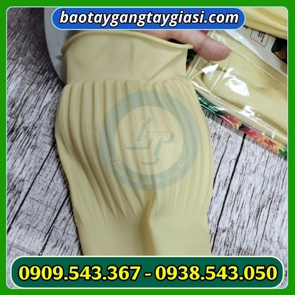 Nếp nhăn chạy dọc ống tay chống trơn tuột tốt Găng tay cao su nếp nhăn Nam Long size xl