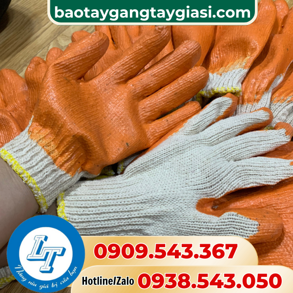 Găng tay len nhúng nhựa cam Găng tay len nhúng nhựa cam