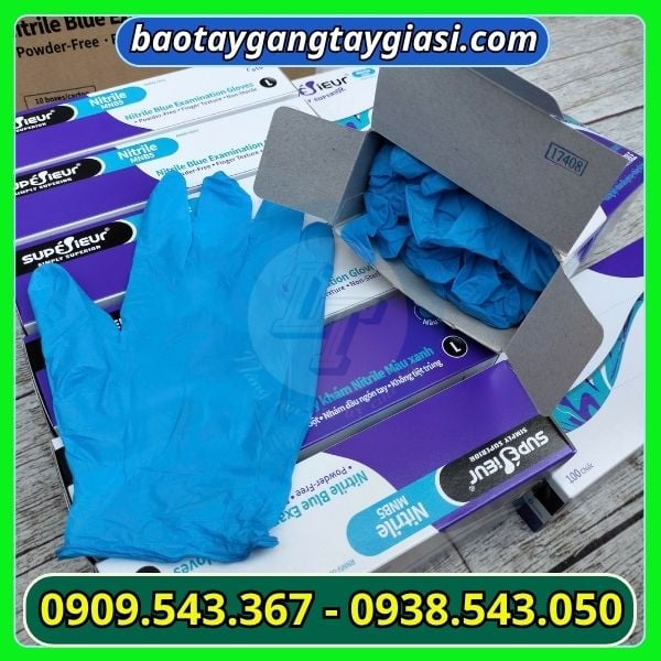 Găng tay y tế không bột màu xanh Găng tay y tế giá sỉ
