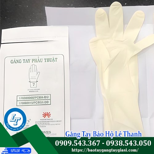 Găng tay phẫu thuật tiệt trùng Vglove se viền cổ tay Găng tay phẫu thuật tiệt trùng Vglove se viền cổ tay